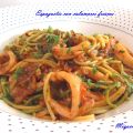 Espaguetis de verduras con calamares