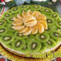 Tarta de queso con kiwi y mandarina