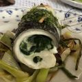 Lubina rellena con verduras. Dieta Mediterránea