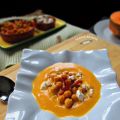 GARBANZOS FRITOS CON CREMA DE CALABAZA PICANTE