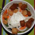 Ensalada de melón y zanahoria con salsa de yogur