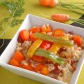 Pastel de zanahorias, arroz y panceta