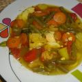 MENESTRA CON VERDURAS FRESCAS Y BACALAO.