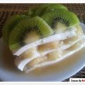 Milhojas de queso fresco con plátano y kiwi