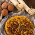Tortilla de puerros y queso de cabra