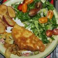 Pollo empanado con manzana