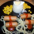 Salchichas con  Espaguetti