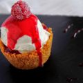 Mini cheesecake con coulis de frambuesa