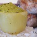 Souflé de verduras sobre arroz pilaf