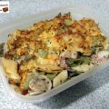 Macarrones gratinados con champiñones y bacón.[...]
