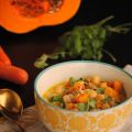 Garbanzos con calabaza y huevo poché