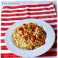 Spaghettis con cherrys y gambas