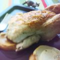 Picantones a la albahaca con salsa de verduras