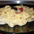 Fettuccini con huevas de lumpo y de arenque.