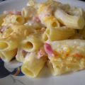 Pasta al horno con atún y beicon