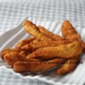 Tiras de pollo adobadas y rebozadas