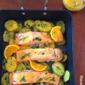 SALMON CON SALSA DE NARANJA Y VINO