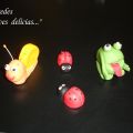 CARACOL, MARIQUITAS Y RANITA  (de fondant)