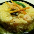Arroz a la naranja con bacalao y gambas
