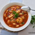 Judiones de la Granja con langostinos