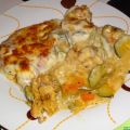 Verduras con pollo y bechamel a la hierbabuena