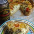 Pastel de queso azul y tomatitos
