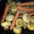 Salchichas Frankfrurt con cebolla y champiñones