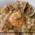 Fabas con almejas y langostinos.