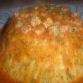 PASTEL DE GAMBAS CON SALSA DE TOMATE Y MOSTAZA
