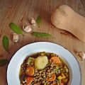 Lentejas con calabaza y espinacas