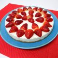 Tarta de chocolate blanco con fresas