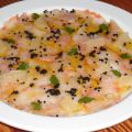 CARPACCIO DE GAMBAS CON AOVE DE FUERTEVENTURA