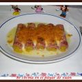 Canelones de jamón  con crema de verduras