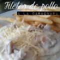 Filetes de pollo a la carbonara