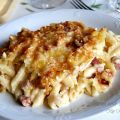 Macarrones gratinados con jamón