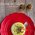 Crema de calçots con pincho de gamba y bacon