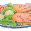 Sandwich de gambas y salmón noruego del Namsen