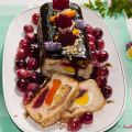 Pastel pollo-pavo relleno y brócoli al roquefort