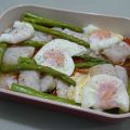 Bacalao con verduras y huevos poché