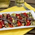 Escalivada con anchoas de l'Escala