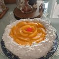 Tarta de melocotón y galleta