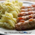 Salchichas al vino blanco con salsa de manzana