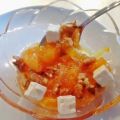 Compota de mandarina con queso fresco y nueces