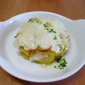 Milhojas de patata y bacalao