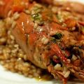 Arroz con cigalas , calamares y calabaza