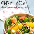 Ensalada de melocotón asado, rulo y salmón