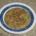 Tortilla de berenjenas, cebolla y pimiento verde