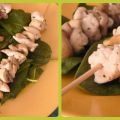 Brochetas de pollo con champiñones