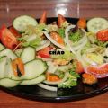Ensalada con mejillones y gambas.