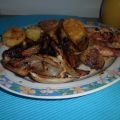 Pollo con hinojos grillados